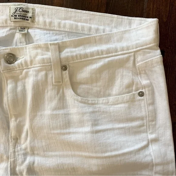 J. Crew Slim Broken In Boyfriend Jeans White Size 31T - Picture 4 of 10